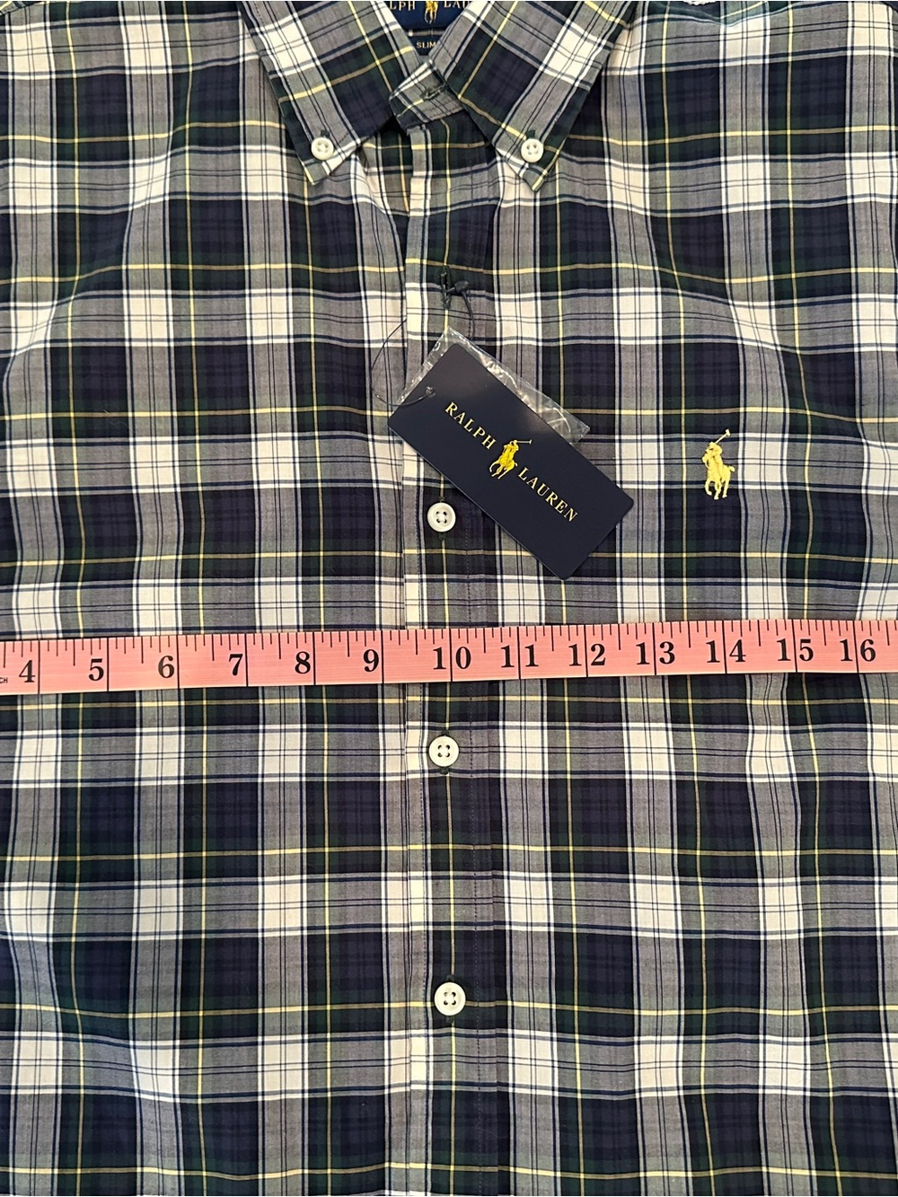 Ralph Lauren Slim Fit Plaid Button Down Shirt Men’s Medium NWT Cotton - Picture 10 of 12